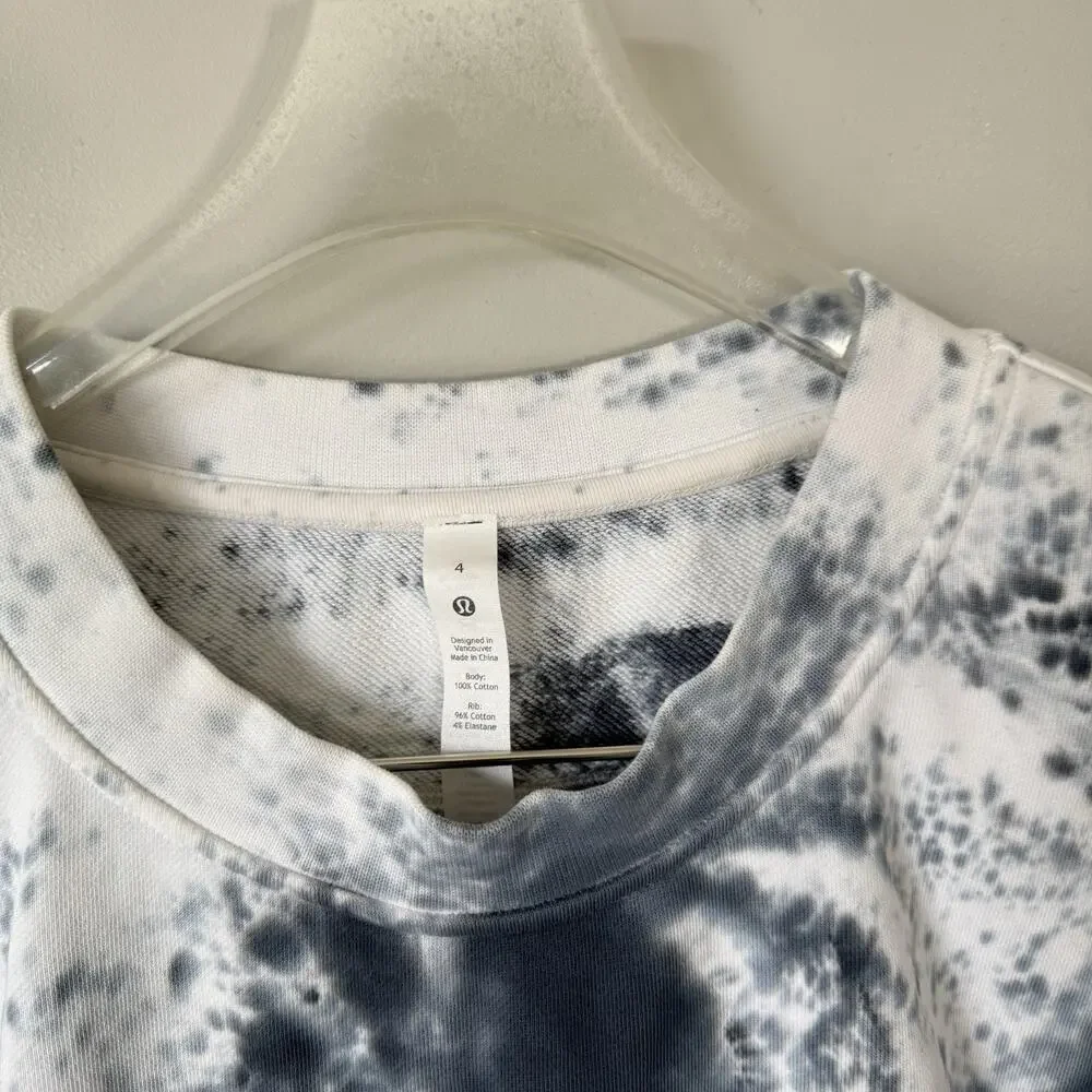 LULULEMON Oversized Perfectly Crew Pullover Sweatshirt Women's 4 Tie Dye White - Picture 3 of 5